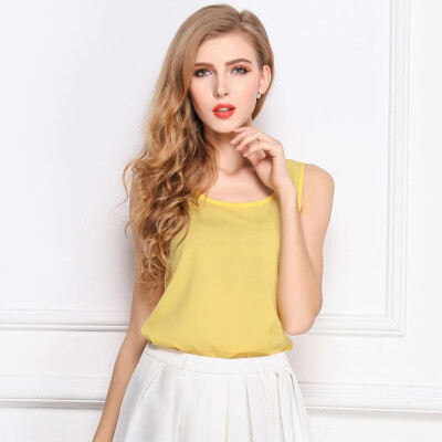 

New Fashion Women Tank Top Chiffon Candy Color O-Neck Sleeveless Casual Vest Blouse Tops