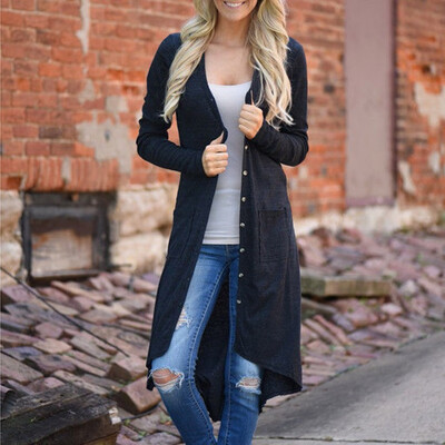 

Tailored Womens Casual Loose Long Loung Drape Open Asymmetrical Pockets Cardigan