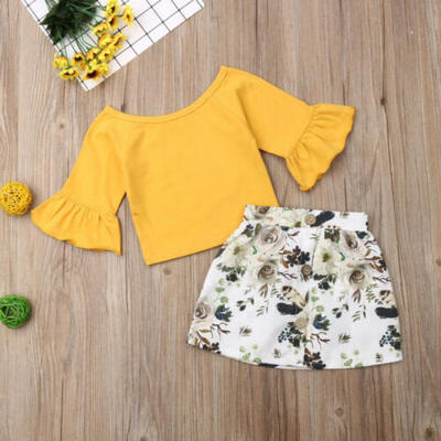 

UK Floral Toddler Kid Baby Girl Clothes T-Shirt TopsDress Skirt Outfit 2pcs Set