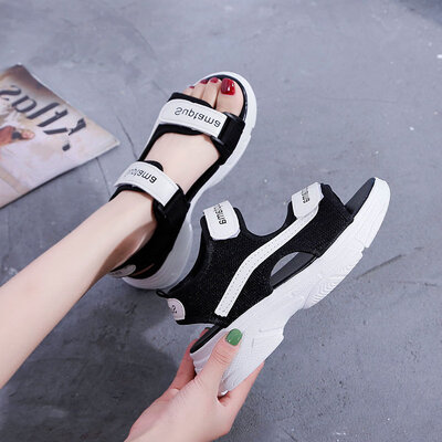 

Sports sandals Summer net leisure fairy wind ins tide thick-soled muffin magic sticker daddy shoes