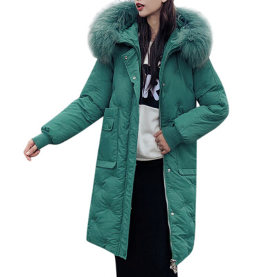 

Toponeto Women Fashion Outerwear Long Cotton-padded Jackets Pocket Faux Fur Hooded Coats