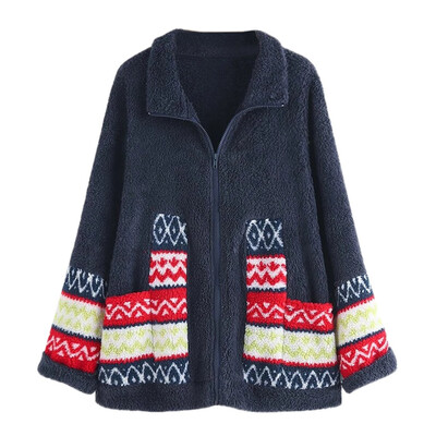 

Toponeto Fashion Women Winter Plus Size Outwear Top Printed Sweater Blouse Coat