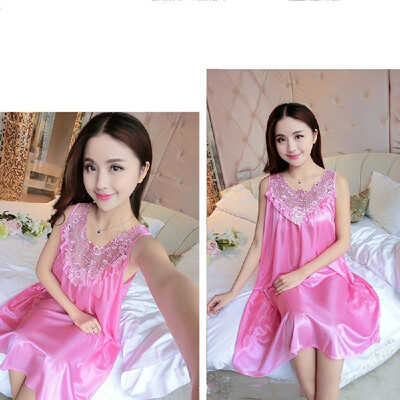 

Women Lace Sleeping Dress Silhouette Sleeveless Sleepwear Skirt Girl Summer Loose Housewear