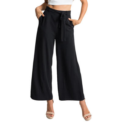 

Women Loose Wide Leg Pants Sexy High Waist Solid Color Casual Ninth Pants