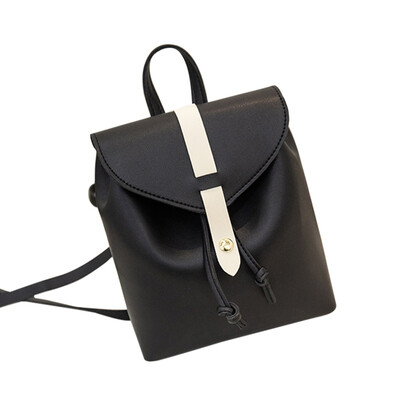 

2019 New Black White Matching PU Leather Womans Backpack Casual Multi-function Cover Type Drawstring Crossbody Shoulder Bag