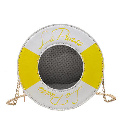 

Contrast Color Transparent Bag Women Shoulder Messenger Leather Round Bags