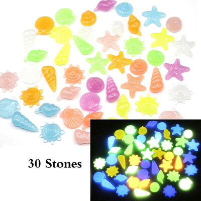 

30pcsBag DIY Home Decor Luminous Sea Conch Shell Starfish Colorful Glow in Dark Pebbles Rocks Stone for Aquarium Fish Tank