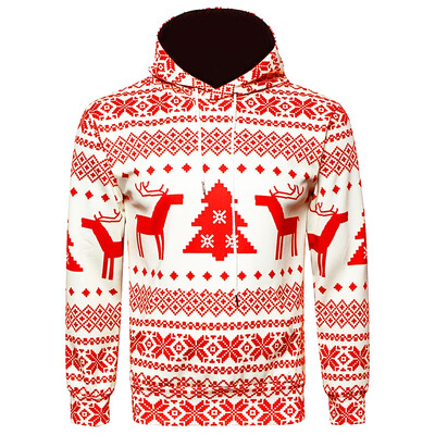 

Hooded Christmas Snowflake Geometric Print Hoodie