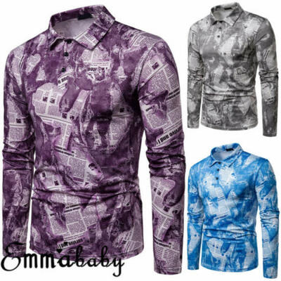 

Fashion Mens Summer Casual Dress Shirt Mens Floral Long Sleeve Shirts Tops Tee