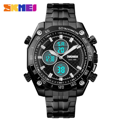 

SKMEI 1302 Men Quartz 2 Time Chrono Watches Stopwatch Analog Digital Display Wristwatch 3ATM Waterproof Fashion Casual Backlight