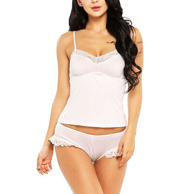 

Toponeto New Women Sexy Girl Cute V-neck Lace Lingerie Sleepwear Camisole Pajamas Set