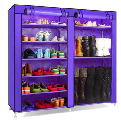 

Double Rows 9 Lattices Combination Style Shoe Cabinet Rack Storage Purple