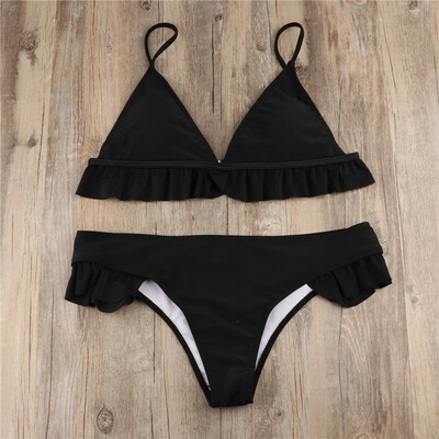 

Roseonmyhand Women Padded Push-up Bra Bikini Set Ruffles Swimsuit Low Waist Bathing Suit Swim