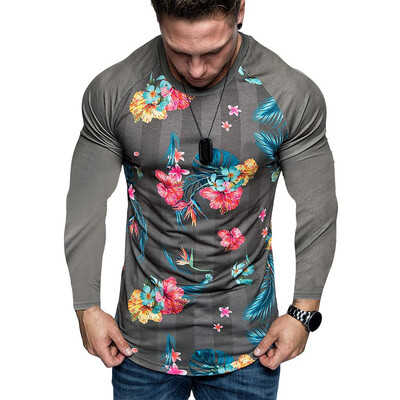 

Toponeto Mens New Style Fashion stamped Long Sleeve Shirt Printed Long-Sleeved Blouse