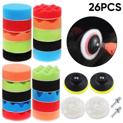 

26pcs 3 Buffing Waxing Polishing Sponge Pads Kit Set For Car Polisher Drill