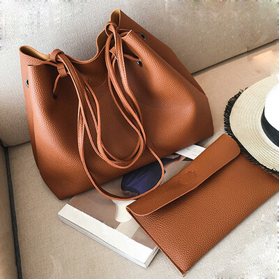 

Tailored Fashion Women Leather Litchi Stria Handbag Single Shoulder BagClutch Bag Brown