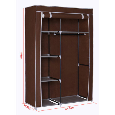 

4 Layer Portable Closet Storage Organizer Clothes Wardrobe With Rack Shelves Dark Brown