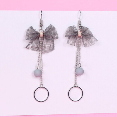 

Bowknot Earring Lace Long Immitation Pearl Earrings Girl Accessories Drop