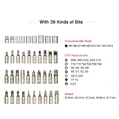 

Screwdriver Kit 41 in 1 Retractable Magnetic Driver Kit Hand Tools Set Screw Driver Bit Professional Repair Tool Kit with 39 Preci