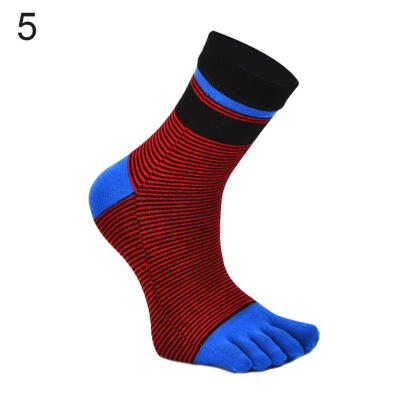 

Fashion Stripe Cotton Soft Breathable Mens Five Toes Casual Sport Running Socks