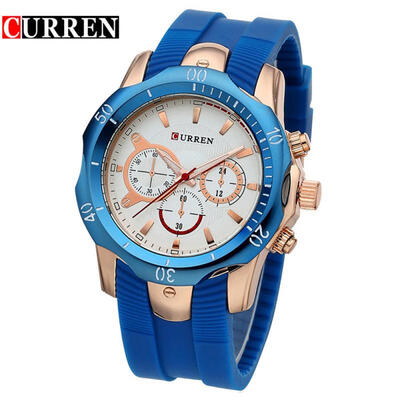 

CURREN 8163 Casual Quartz Watch With Silicone Strap For Men