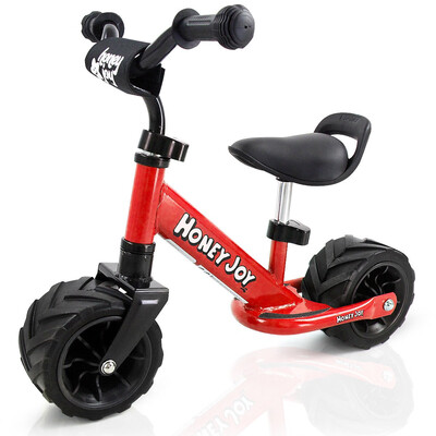 

65 Kids Balance Bike No Pedal Adjustable Height Wide PU Tire Cycling Training-Red