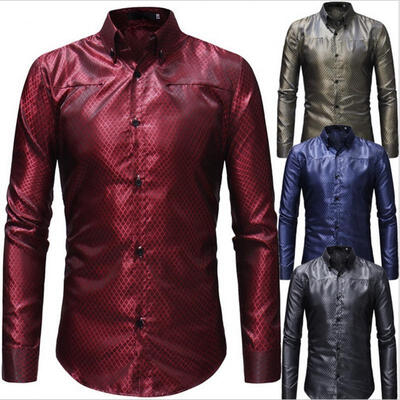 

Luxury Men&39s Slim Fit Shirt Long Sleeve Dress Shirts Casual Shirt Tops New