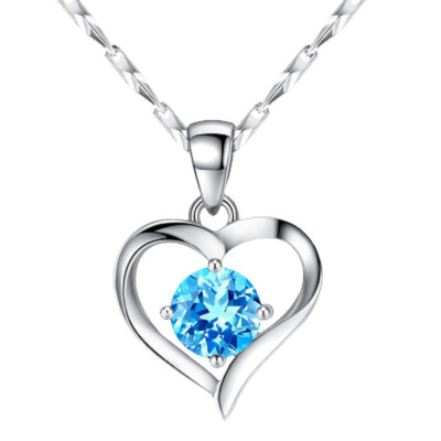 

925 Sterling Silver Diamond Rhinestone Pendant Necklace Chain Fine Jewelry Xmas For Lady Girls Cute