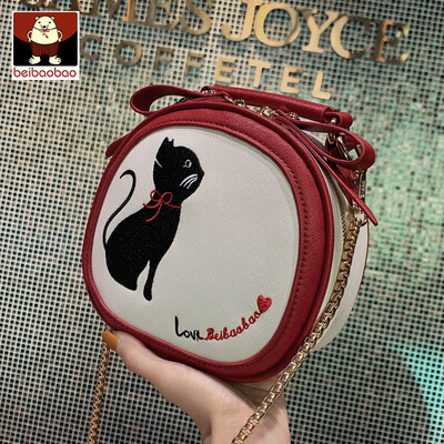 

Bag womens bag 2019 New oblique satchel woman small round bag one shoulder bag retro chain handbag