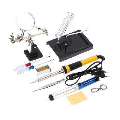 

FZ606 220V-240V 60W Household Soldering Iron 10pcs Tools Soldering Iron with Magnifier Tin Wire Solder Sucker Rosin