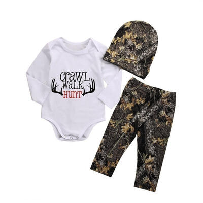 

Newborn Baby Boys Girls Clothes Long Sleeve Tops Romper Pants Leggings Hat Outfits 3PCS Set 0-18M