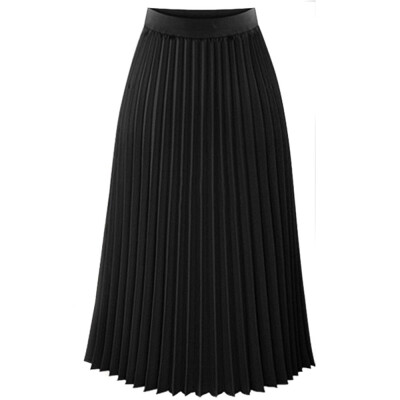 

Roseonmyhand Womens Solid Pleated Elegant Midi Elastic Waist Maxi Skirt