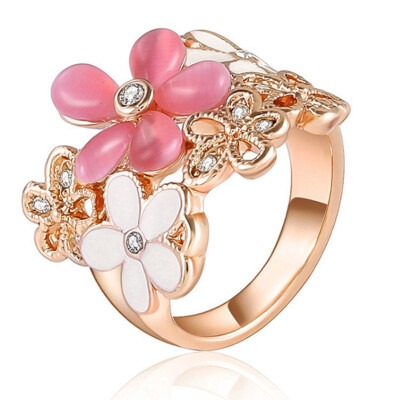 

Rose gold color Imitation Pearl Fashion Flower Rings for Women Jewelry Lady Ring Floral Valentines Day Jewellery