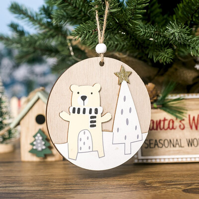 

Siaonvr Round Wooden Christmas Pendants Christmas Tree Ornaments Home Decoration