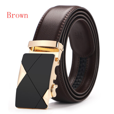 

New Automatic Buckle Cowskin Brown Belt Good Quality Genuine Leather Luxury Strap Male Belts For Men Jeans Wide 110-130cm long