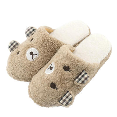 

Cute Bear Winter Warm Antiskid Slippers Soft Plush Indoor Couple Home