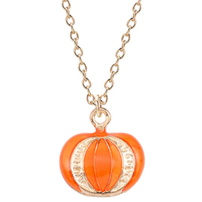 

Women Halloween Pumpkin Hat Necklaces Enamel Pendant Festival Gift Jewelry