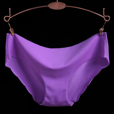 

Women Underwear Sexy Lingerie Low-Rise Briefs Ice Silk Seamless Wavy Edge Breathable Panties Solid Color Plus Size Briefs New
