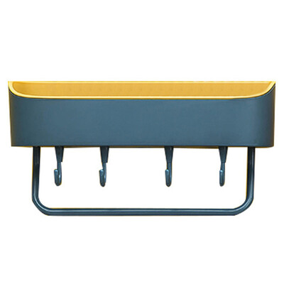 

Multifunction Wall Mounted Free Punch Storage Shelves Wall Shelf With 4 Hooks For Bathroom Kitchen
