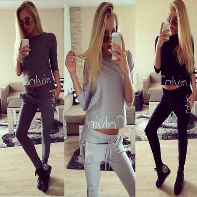 

2Pcs Women Ladies Tracksuit Hoodies Sweatshirt Pants Sets Sport Wear Suits