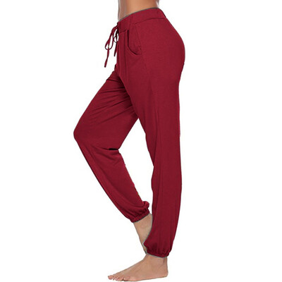

Fashion Women Solid Lace Up Pajama Pants Stretch Lounge Sleepwear Pants Bottoms