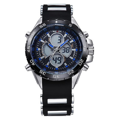 

WEIDE WH1103 Dual Display Two Movement Quartz Digital Men Watch 3ATM Waterproof LCD Backlight Auto Date Day Week Alarm Stopwatch T