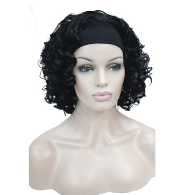 

StrongBeauty Synthetic Hair Fake Short Kinky Curly Blonde Black Wig With Headband Wigs Natural For Women