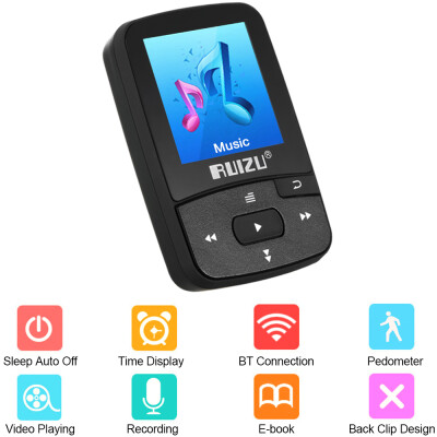 

RUIZU X50 8GB 15in MP3 MP4 Player HiFi Lossless Sound Quality Bluetooth Pedometer TF Card FM Radio Recording E-book Time Calendar