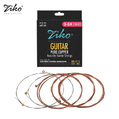 

ZIKO DR-012 Acoustic Guitar Strings Hexagon Alloy Wire Pure Copper Wound Anti-Rust Coating Membrane 6 Strings Set