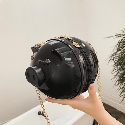 

Girls Mini Messenger Bags Acrylic Plastic Pig Shape Shoulder Bags Cute Funny Bag For Girl 2019