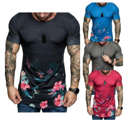 

AU Mens T-Shirt Slim Fit Casual Tops Summer Clothes Muscle Thin Gym Blouse