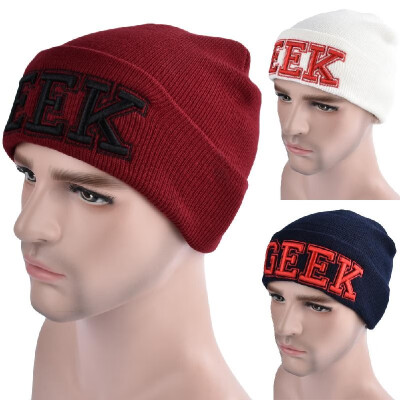 

Men Women Winter Hat Beanie Knit Cap Letter Embroidery Hip-Hop Causal Unisex Solid Skullies Headwear