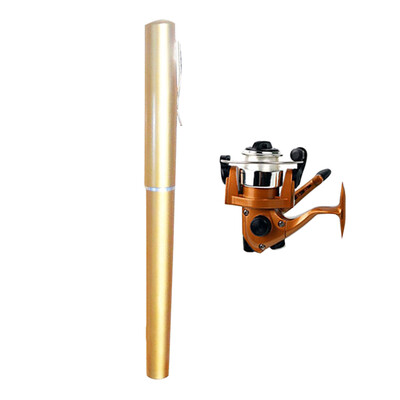 

Saidsome Mini Portable Pocket Fish Pen Shape Aluminum Alloy Fishing Rod Pole Reel Outdoor fishing bait fishing lure