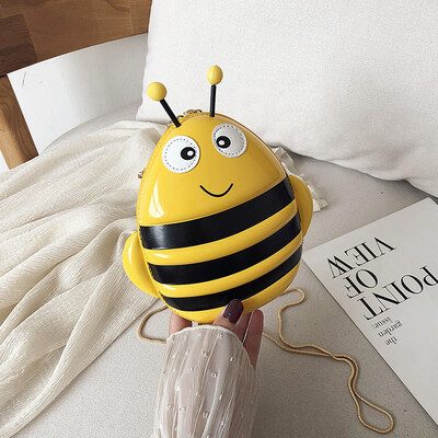 

Cartoon small bag female bag new 2019 cute little bee girl small round bag personality chain shoulder Messenger bag